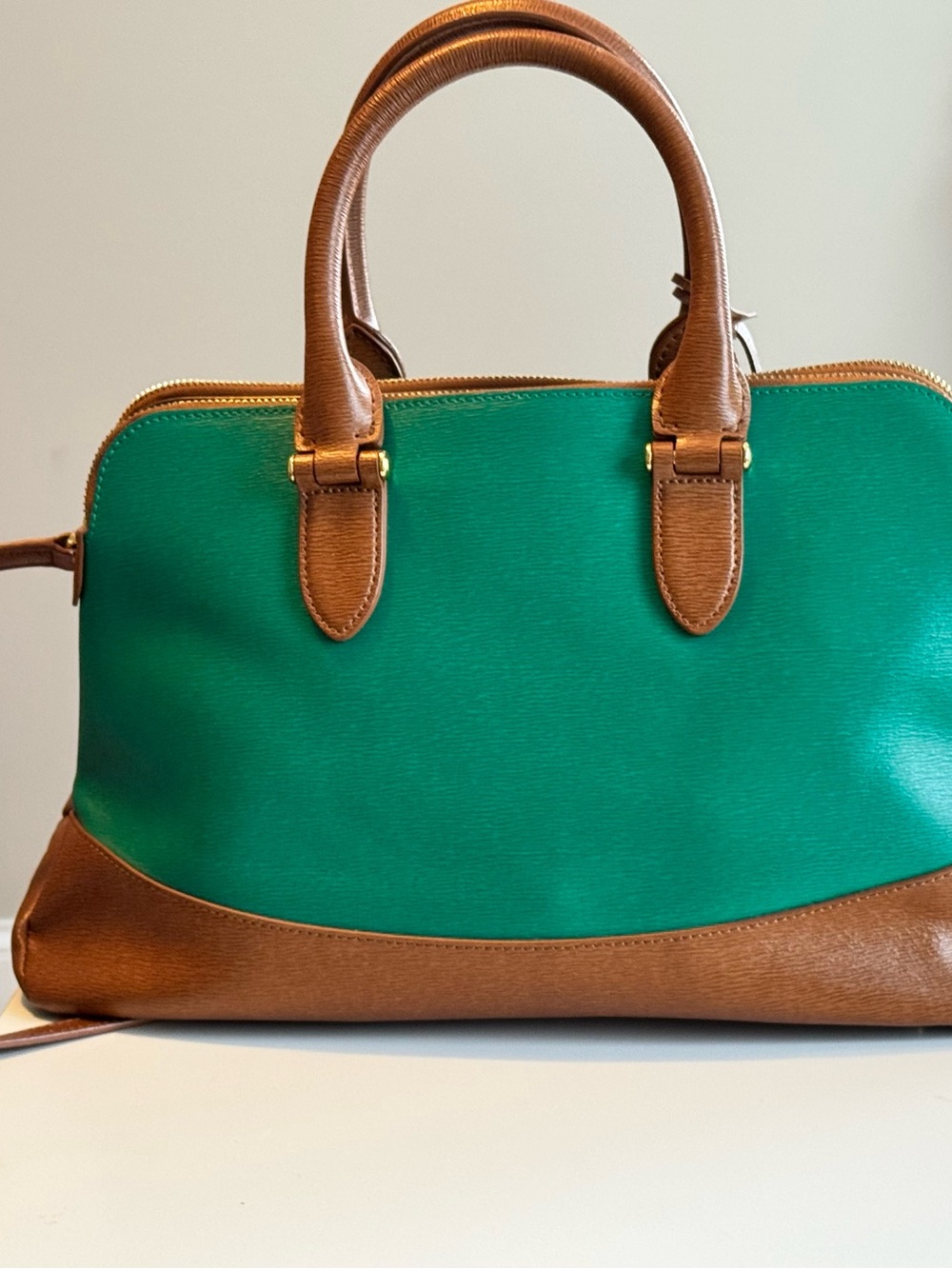 Lauren Ralph Lauren Green Leather Dome Satchel Crossbody Bag - Picture 4 of 13